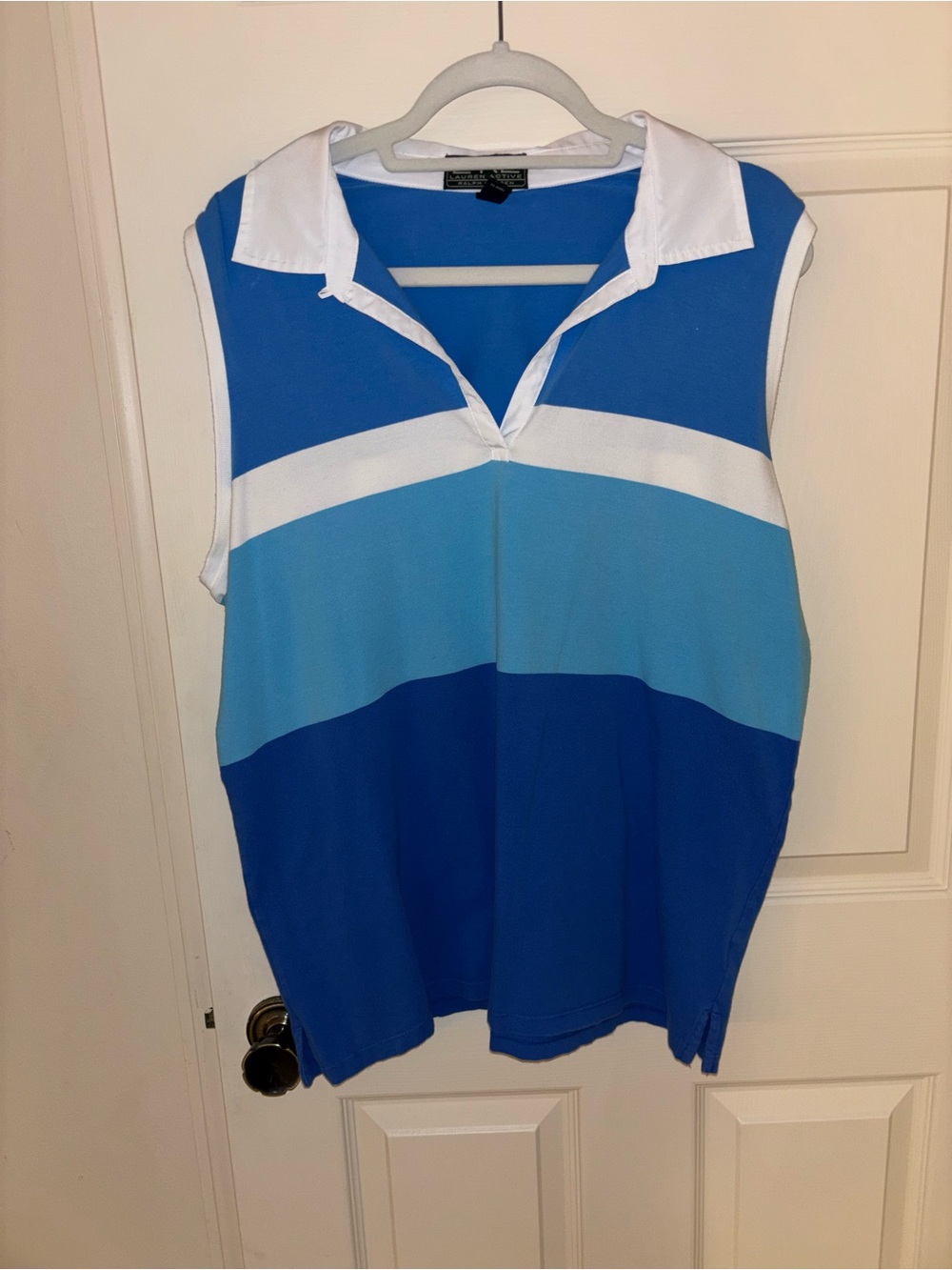 Ralph Lauren Sleeveless Polo Tank Top - Blue Colorblock